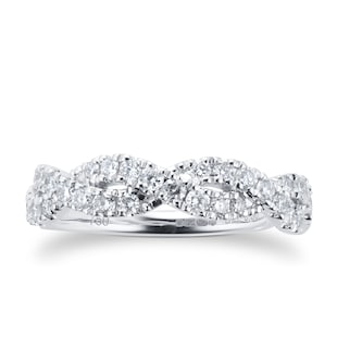 Goldsmiths 18ct White Gold 0.50cttw Diamond Twist Eternity Rings