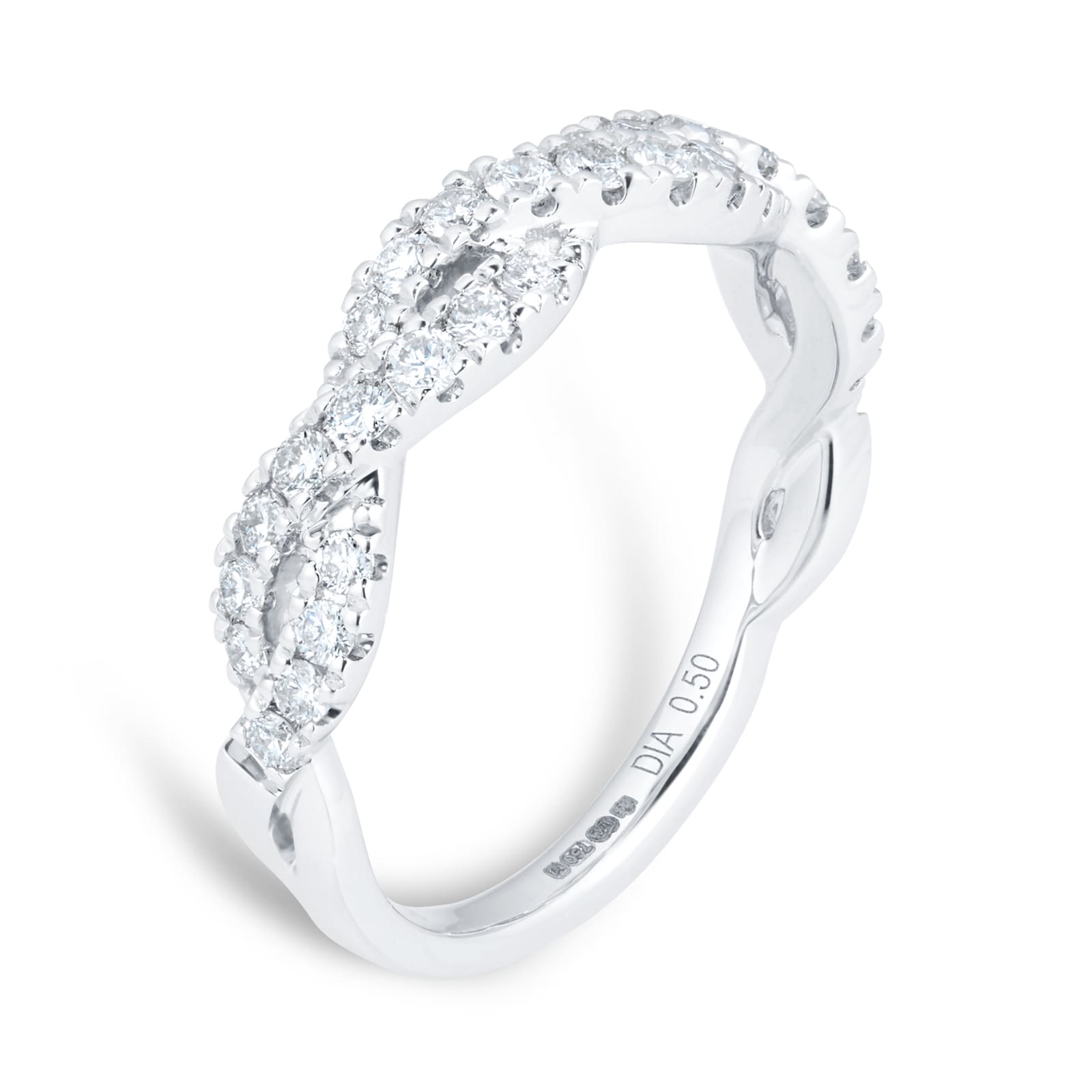 Goldsmiths 18ct White Gold 0.50cttw Diamond Twist Eternity Rings