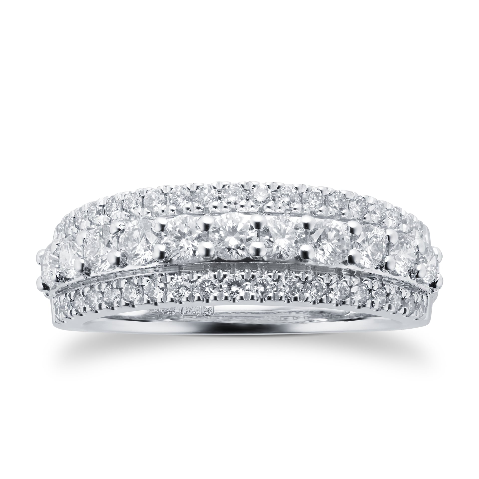 Goldsmiths 18ct White Gold 0.75cttw Diamond Multi Row Eternity Ring