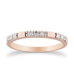 06506368 - 9ct Rose Gold 0.20cttw Station Claw Set Ring