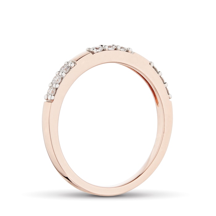 Goldsmiths 9ct Rose Gold 0.20cttw Station Claw Set Ring - Ring Size M