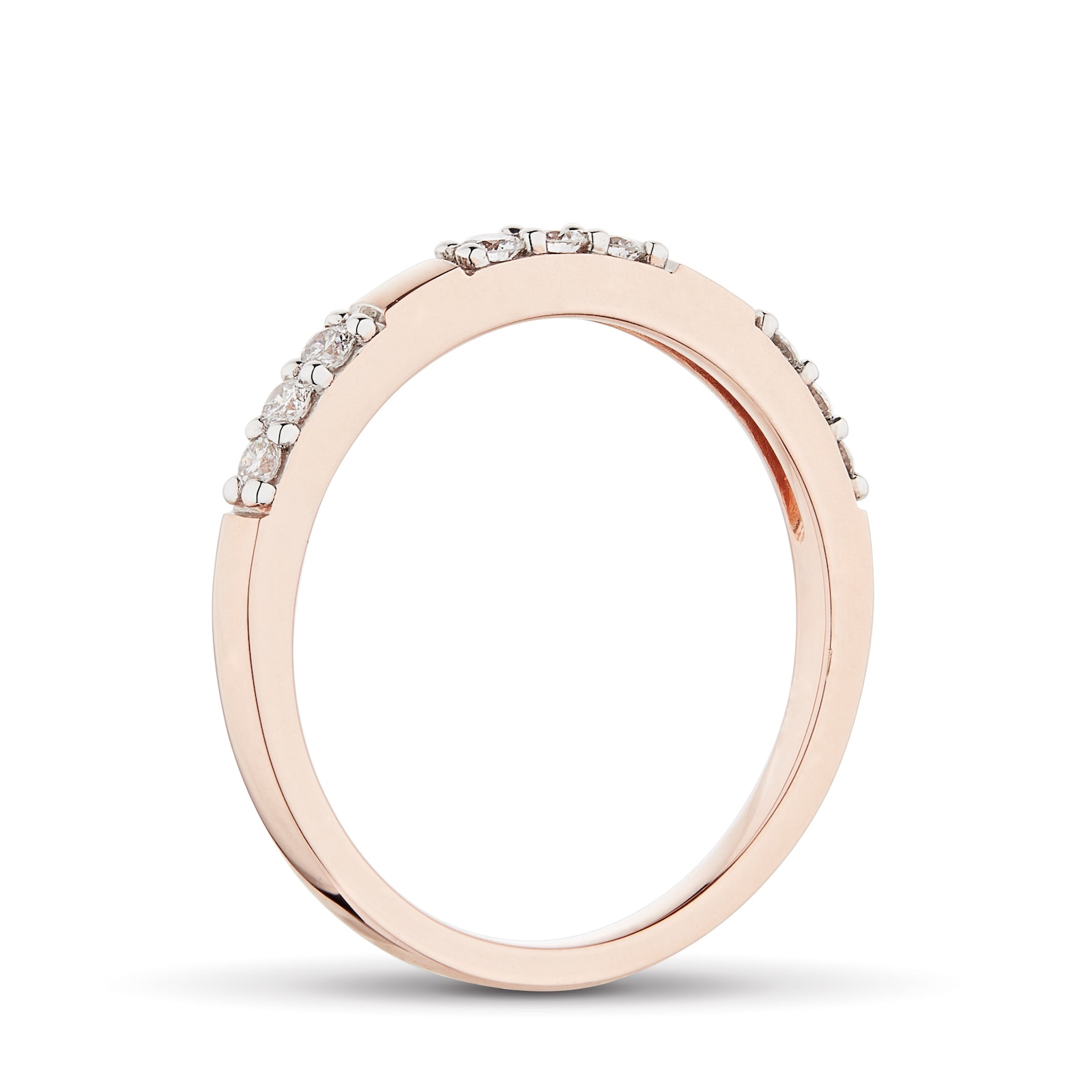 Goldsmiths 9ct Rose Gold 0.20cttw Station Claw Set Ring RA3788DS9KPW ...