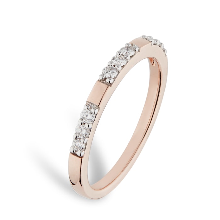Goldsmiths 9ct Rose Gold 0.20cttw Station Claw Set Ring