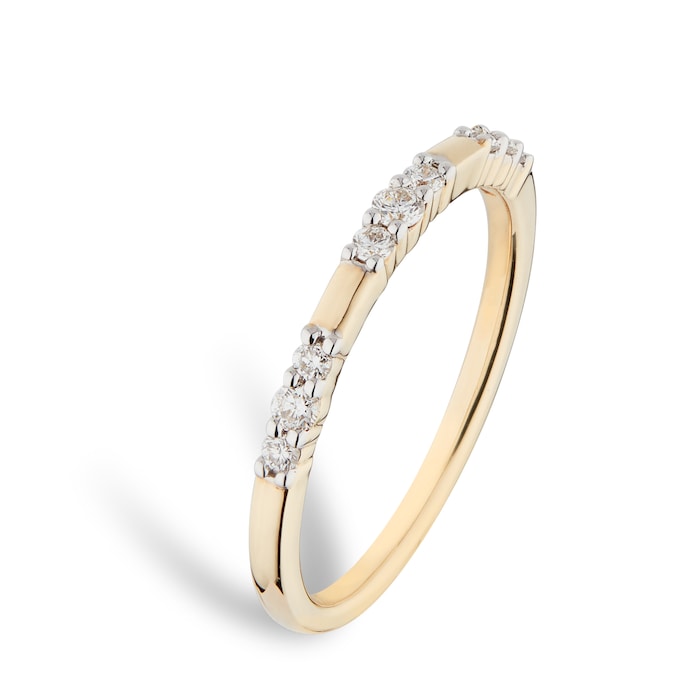 Goldsmiths 9ct Yellow Gold 0.20cttw Station Claw Set Ring - Ring Size P