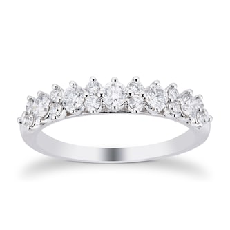 Goldsmiths 18ct White Gold 0.65cttw Diamond Cluster Ring Goldsmiths 18ct White Gold 0.65cttw Diamond Cluster Ring