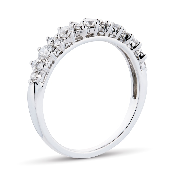 Goldsmiths 18ct White Gold 0.65cttw Diamond Cluster Ring - Ring Size K