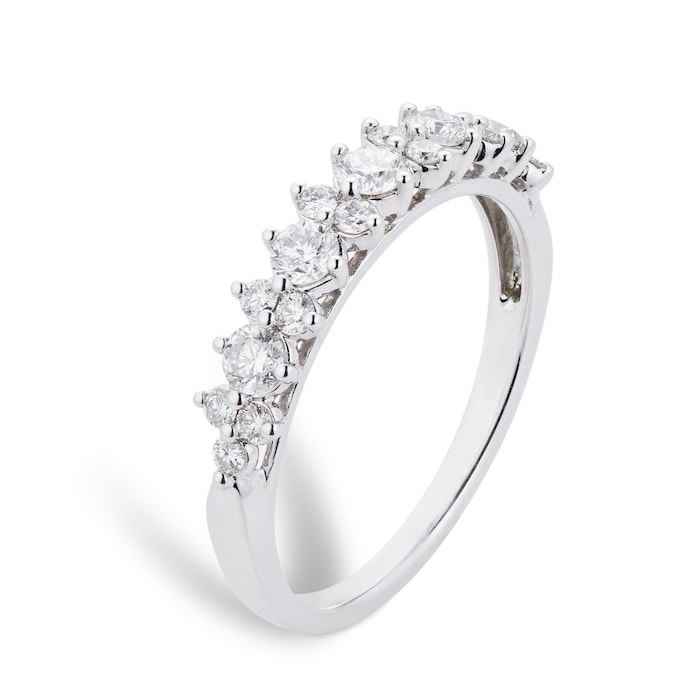 Goldsmiths 18ct White Gold 0.65cttw Diamond Cluster Ring - Ring Size P