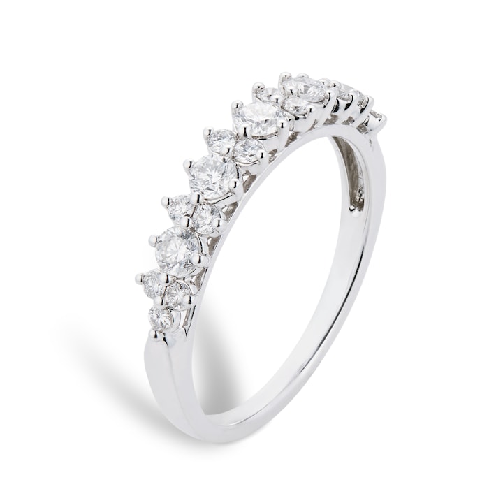 Goldsmiths 18ct White Gold 0.65cttw Diamond Cluster Ring - Ring Size J