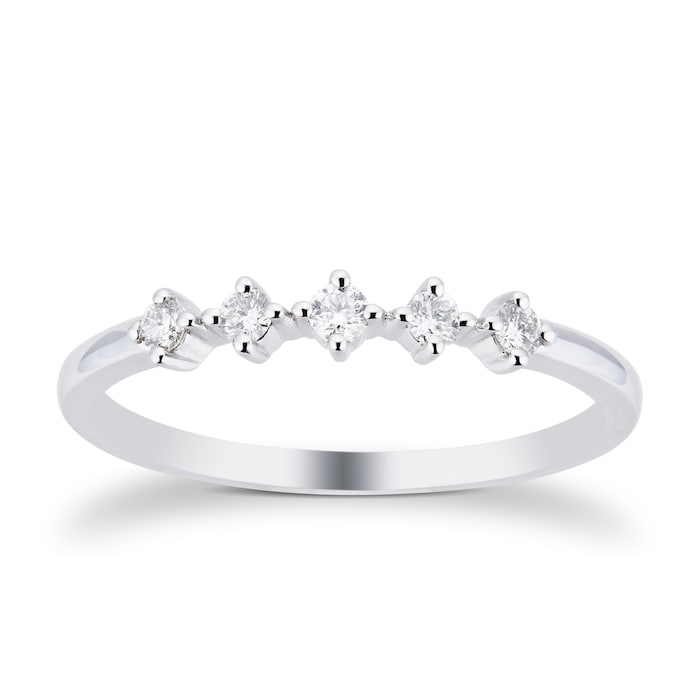 Goldsmiths 9ct White Gold 0.15cttw 5 Stone Stacker Ring