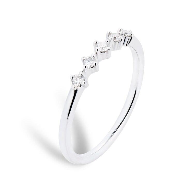 Goldsmiths 9ct White Gold 0.15cttw 5 Stone Stacker Ring