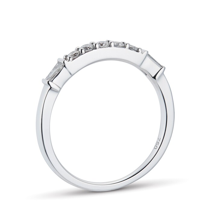 Goldsmiths 18ct White Gold 0.33cttw Claw Set Round & Baguette Cut Eternity Ring - Ring Size P