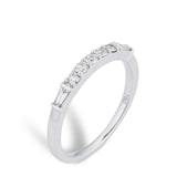 Goldsmiths 18ct White Gold 0.33cttw Claw Set Round & Baguette Cut Eternity Ring
