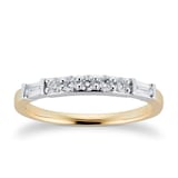 Goldsmiths 18ct Yellow Gold 0.33cttw Claw Set Round & Baguette Cut Eternity Ring