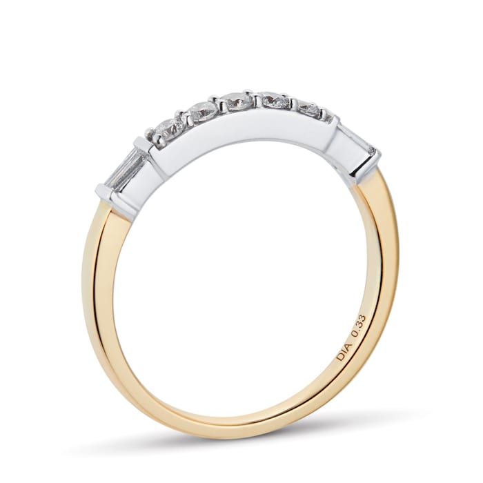 Goldsmiths 18ct Yellow Gold 0.33cttw Claw Set Round & Baguette Cut Eternity Ring - Ring Size L