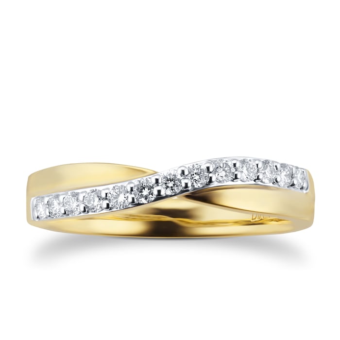 Mappin & Webb 18ct Yellow Gold 0.25cttw Diamond Twist Eternity Ring