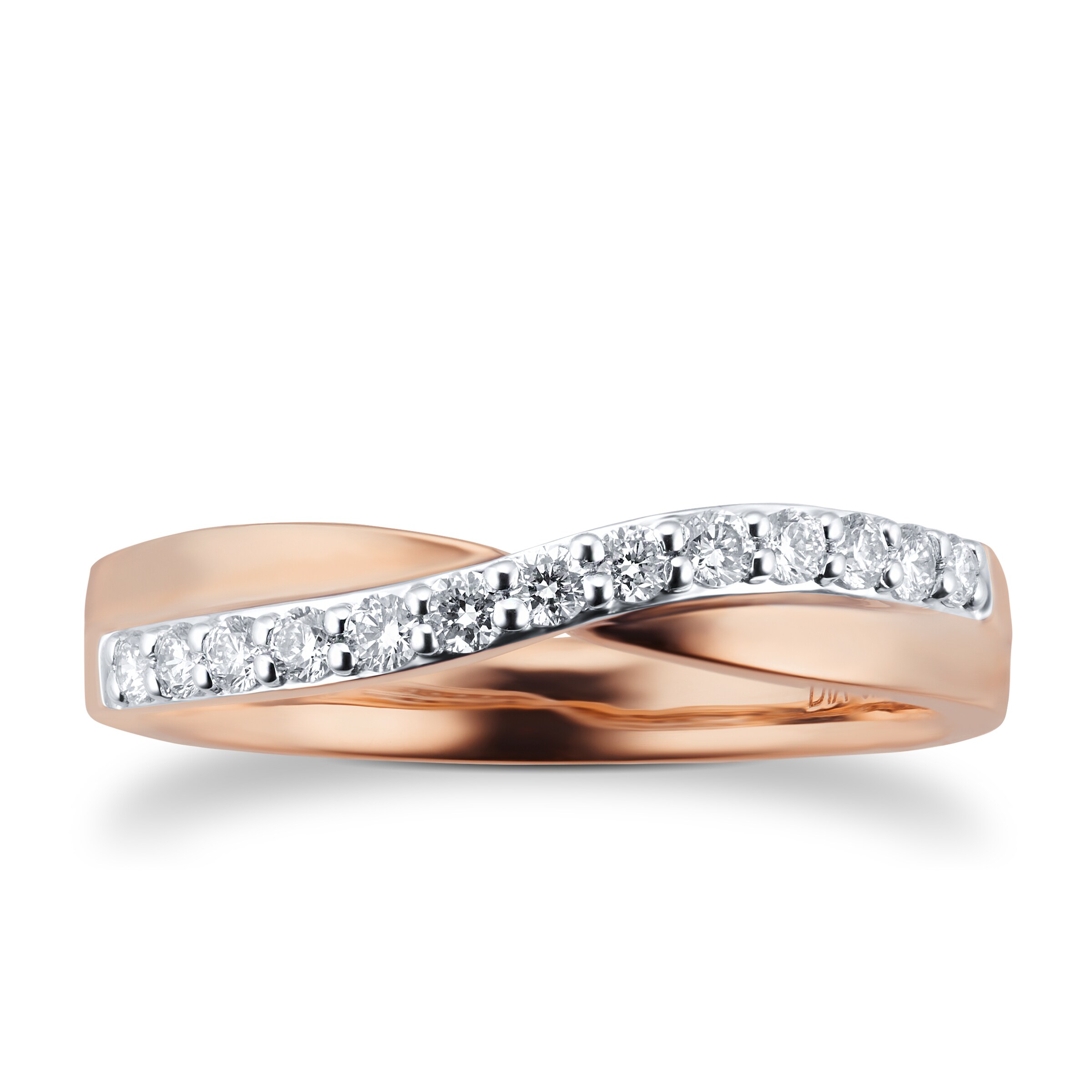 18ct Rose Gold 0.25cttw Diamond Twist Eternity Ring - Ring Size M