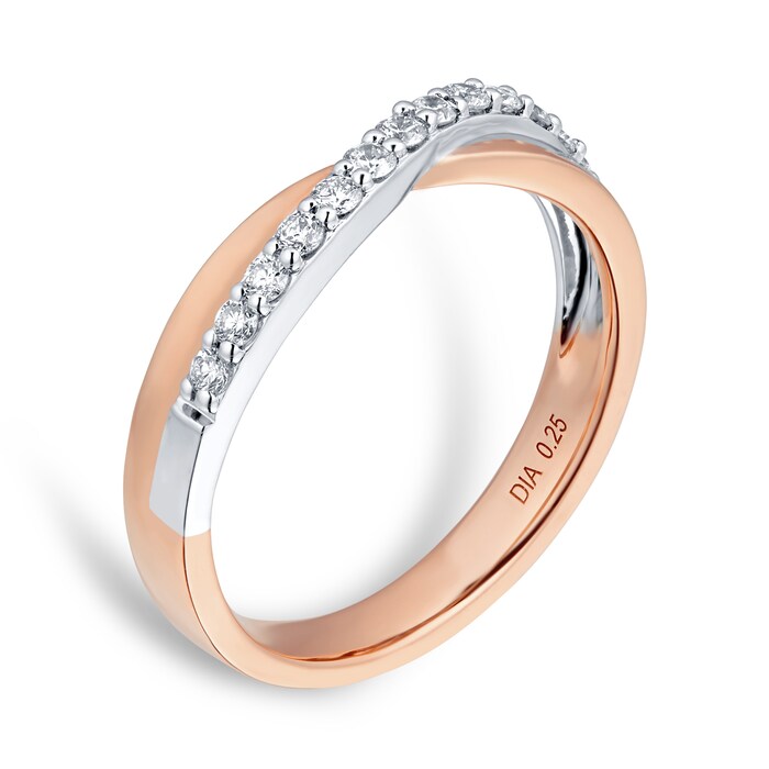 Mappin & Webb 18ct Rose Gold 0.25cttw Diamond Twist Eternity Ring