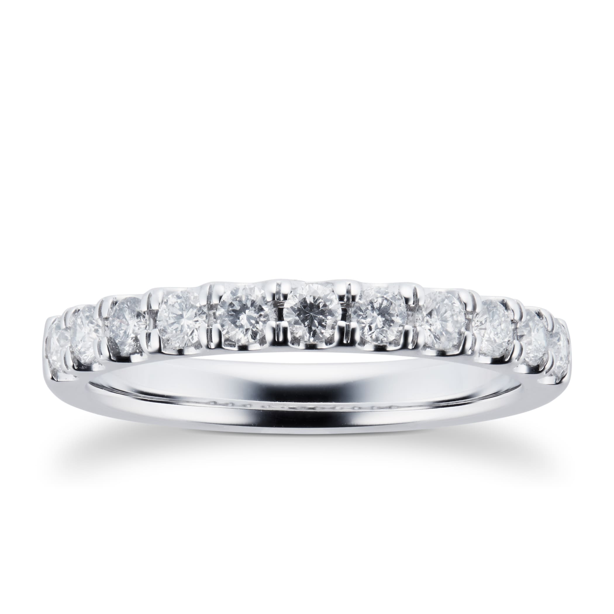 Goldsmiths 18ct White Gold 0.50cttw Brilliant Cut Claw Set Half Eternity Ring - Ring Size T Goldsmiths 18ct White Gold 0.50cttw Brilliant Cut Claw Set Half Eternity Ring - Ring Size T
