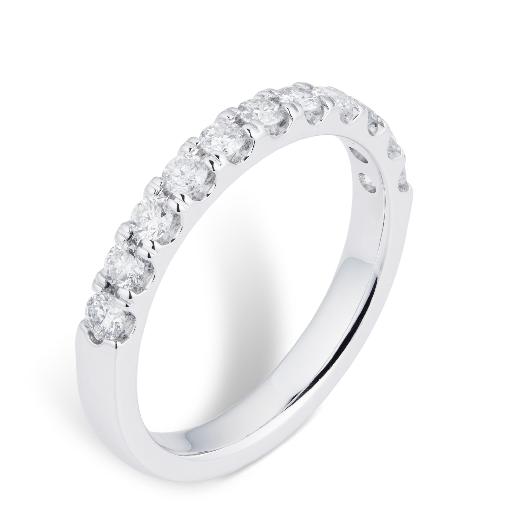 Goldsmiths 18ct White Gold 0.50cttw Brilliant Cut Claw Set Half Eternity Ring - Ring Size T Goldsmiths 18ct White Gold 0.50cttw Brilliant Cut Claw Set Half Eternity Ring - Ring Size T