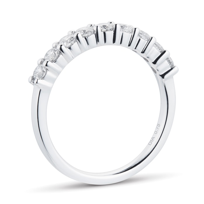 Goldsmiths Platinum 0.75cttw Brilliant Cut Claw Set Half Eternity Ring - Ring Size O