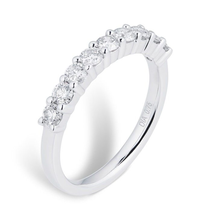 Goldsmiths Platinum 0.75cttw Brilliant Cut Claw Set Half Eternity Ring