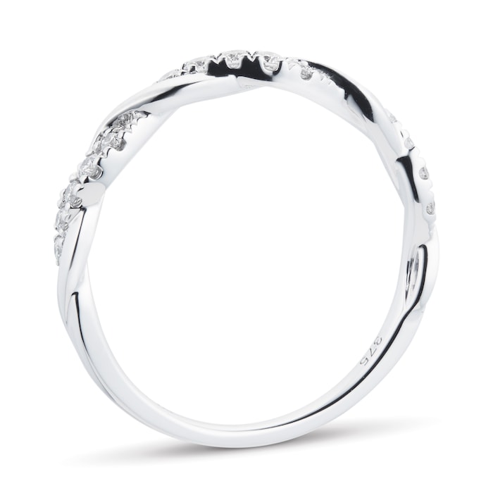 Goldsmiths 9ct White Gold 0.20cttw Brilliant Cut Diamond Wrap Dress Ring - Ring Size M