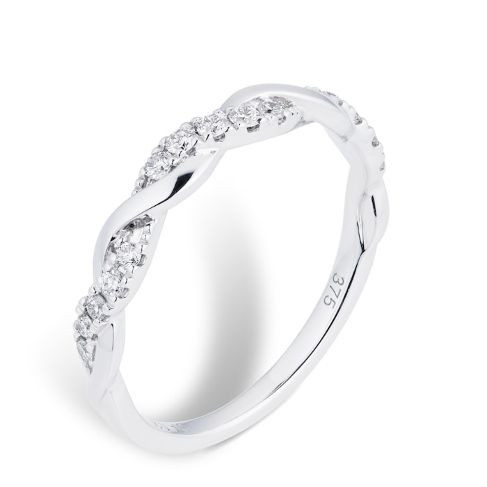 Goldsmiths 9ct White Gold 0.20cttw Brilliant Cut Diamond Wrap Dress Ring - Ring Size M