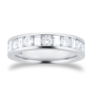 Goldsmiths Platinum 1.00cttw Channel Set Dot Dash Diamond Half Eternity Ring