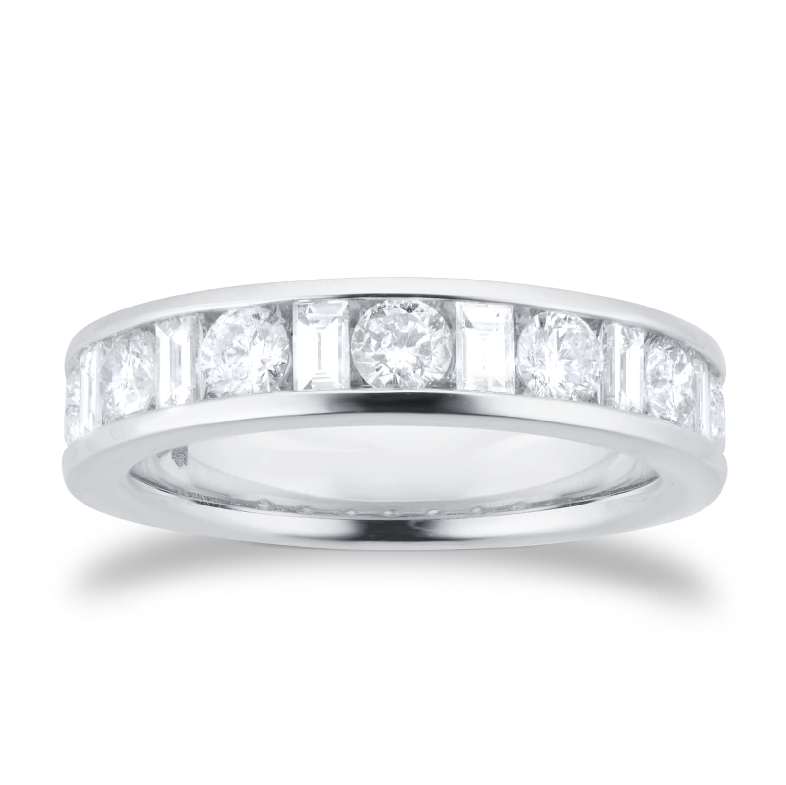 Goldsmiths Platinum 1.00cttw Channel Set Dot Dash Diamond Half Eternity Ring - Ring Size J.5