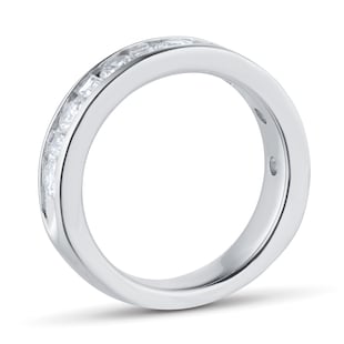 Goldsmiths Platinum 1.00cttw Channel Set Dot Dash Diamond Half Eternity Ring