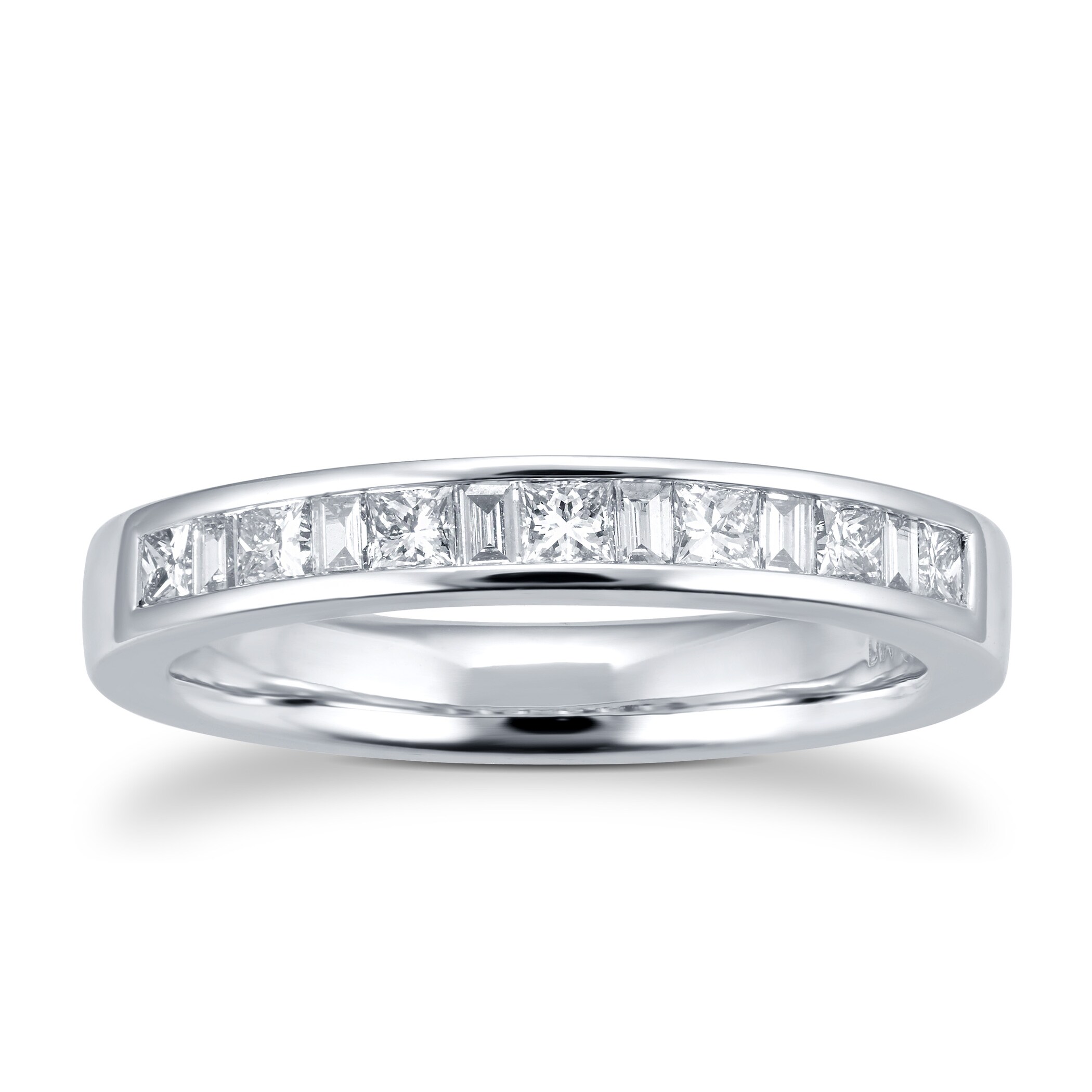 Goldsmiths Platinum 0.50cttw Baguette & Princess Cut Channel Set Eternity Ring - Ring Size P Goldsmiths Platinum 0.50cttw Baguette & Princess Cut Channel Set Eternity Ring - Ring Size P