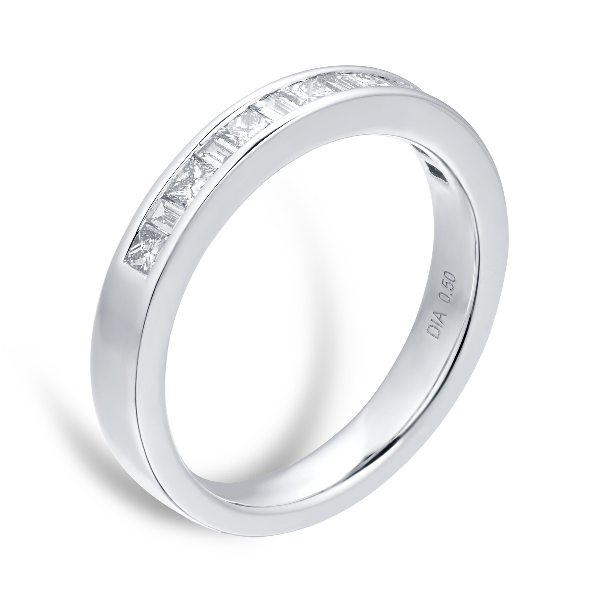 Goldsmiths Platinum 0.50cttw Baguette & Princess Cut Channel Set Eternity Ring - Ring Size P Goldsmiths Platinum 0.50cttw Baguette & Princess Cut Channel Set Eternity Ring - Ring Size P