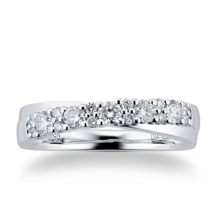 Goldsmiths 18ct White Gold 0.50cttw Single Cross Over Eternity Ring