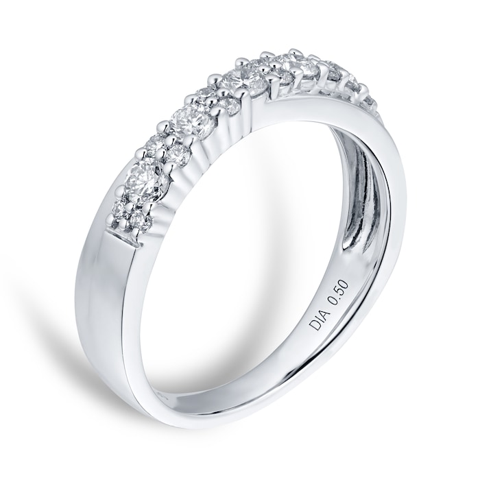 Goldsmiths 18ct White Gold 0.50cttw Single Cross Over Eternity Ring