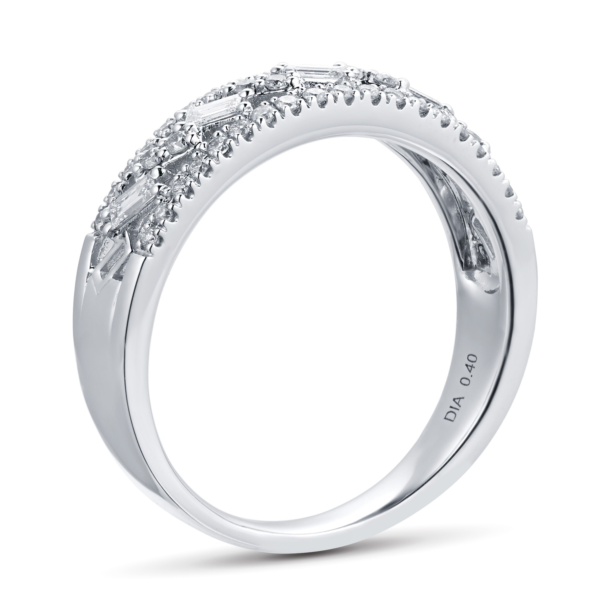 Goldsmiths 9ct White Gold 0.40cttw Baguette & Brilliant Cut Multi Row Eternity Ring - Ring Size K Goldsmiths 9ct White Gold 0.40cttw Baguette & Brilliant Cut Multi Row Eternity Ring - Ring Size K