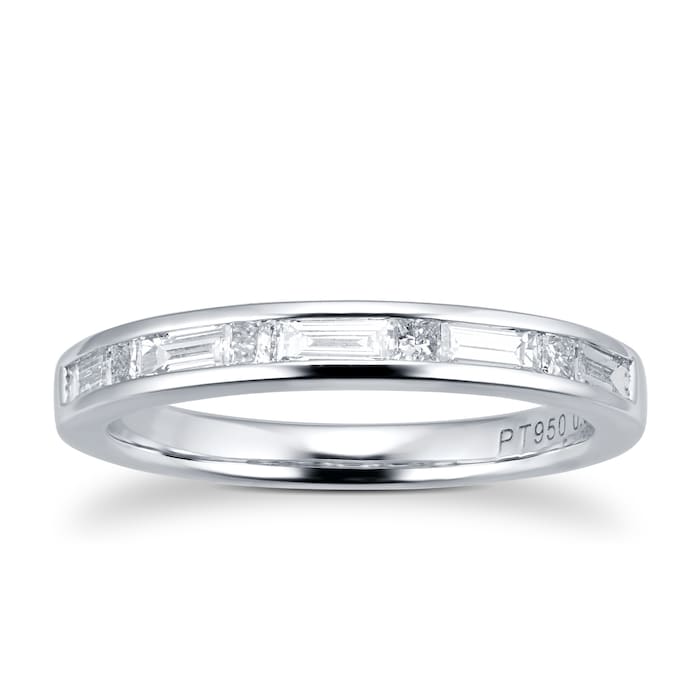 Goldsmiths Platinum 0.50cttw Baguette & Princess Cut Channel Set Eternity Ring