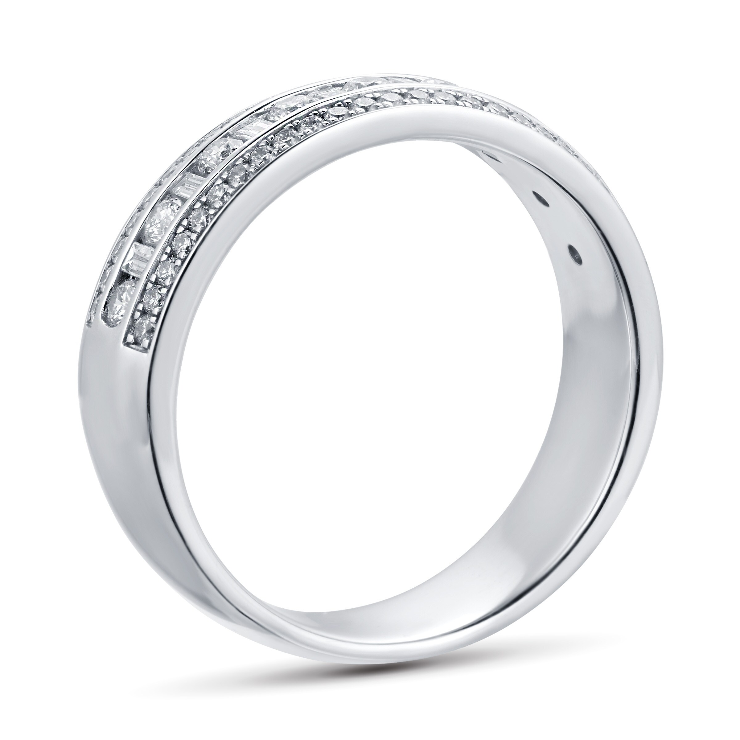 Goldsmiths 18ct White Gold 0.50cttw Baguette & Brilliant Cut Multi Row ...