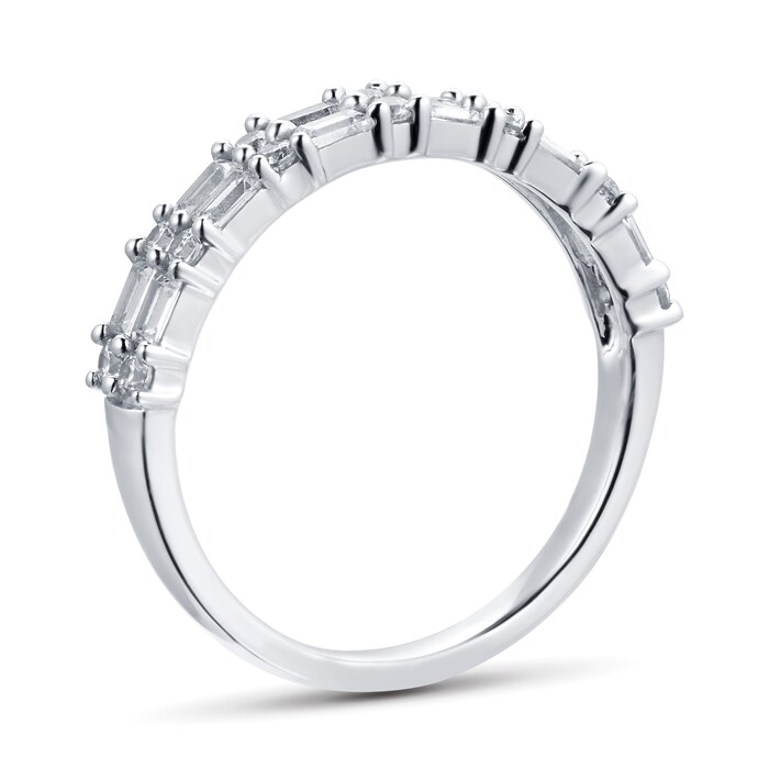 Goldsmiths 18ct White Gold 0.50cttw Baguette & Brilliant Cut Multi Row Eternity Ring