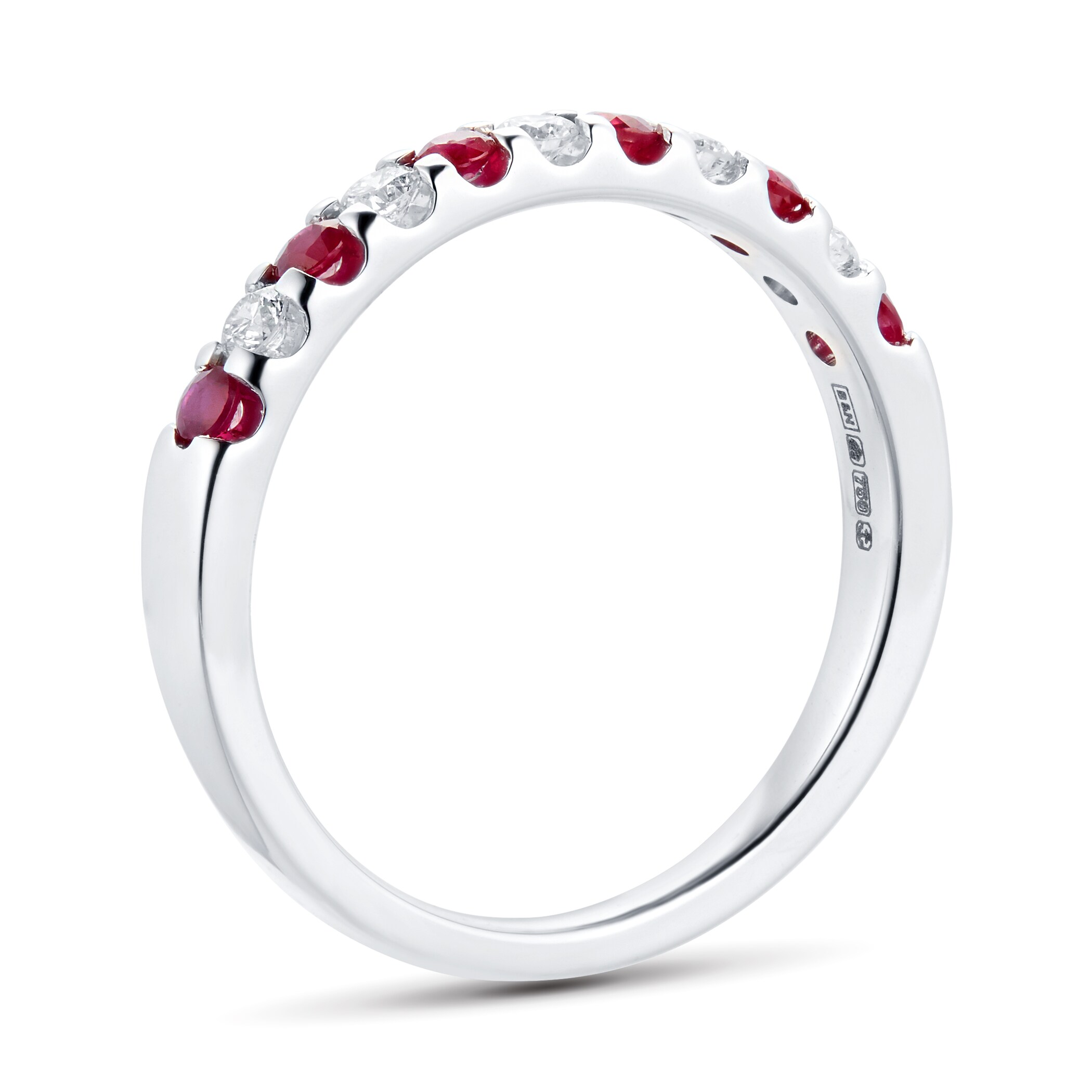 Goldsmiths Brilliant Cut Ruby and Diamond Eternity Ring in 18 Carat White Gold - Ring Size N Goldsmiths Brilliant Cut Ruby and Diamond Eternity Ring in 18 Carat White Gold - Ring Size N