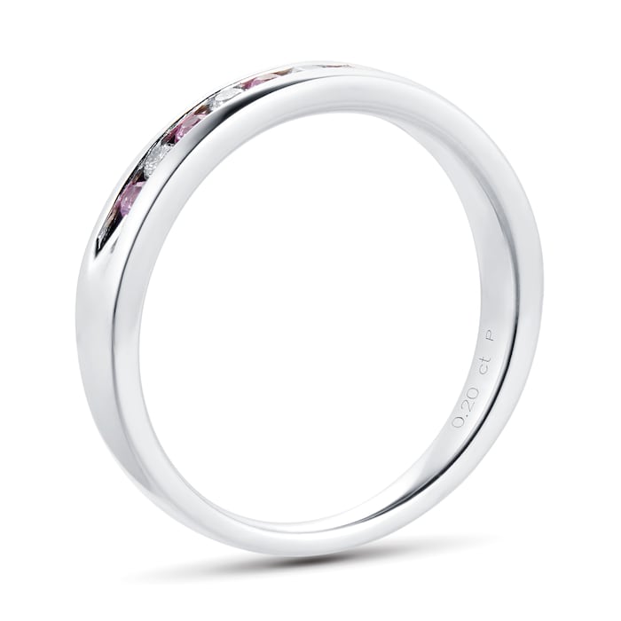 Goldsmiths Brilliant Cut Pink Sapphire and Diamond Eternity Ring in 18 Carat White Gold
