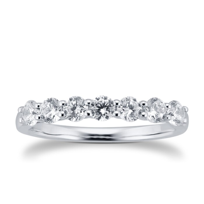 Goldsmiths 18ct White Gold 0.70cttw 7 stone Claw Set Eternity Ring - Ring Size N