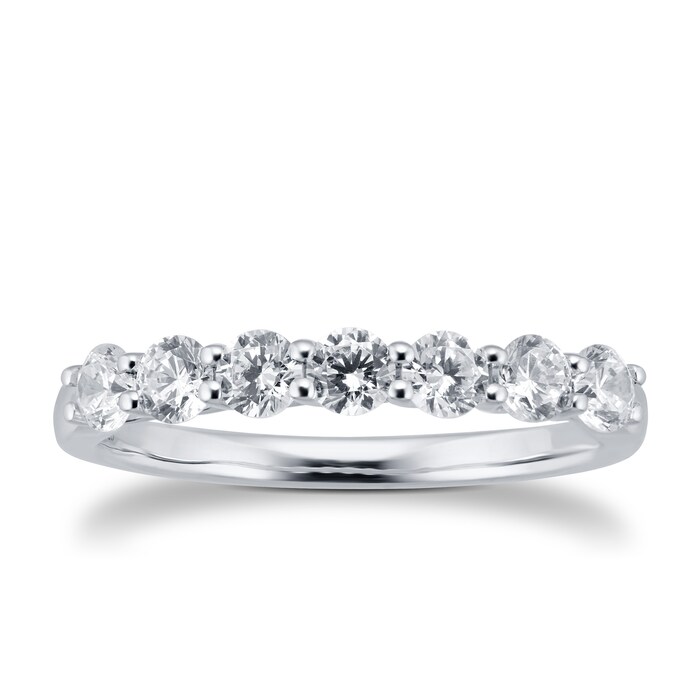 Goldsmiths 18ct White Gold 0.70cttw 7 stone Claw Set Eternity Ring