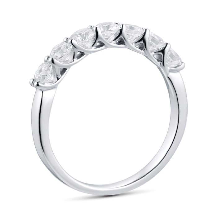 Goldsmiths 18ct White Gold 0.70cttw 7 stone Claw Set Eternity Ring - Ring Size N