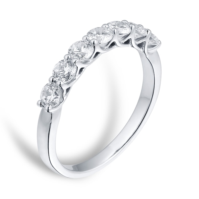 Goldsmiths 18ct White Gold 0.70cttw 7 stone Claw Set Eternity Ring - Ring Size N