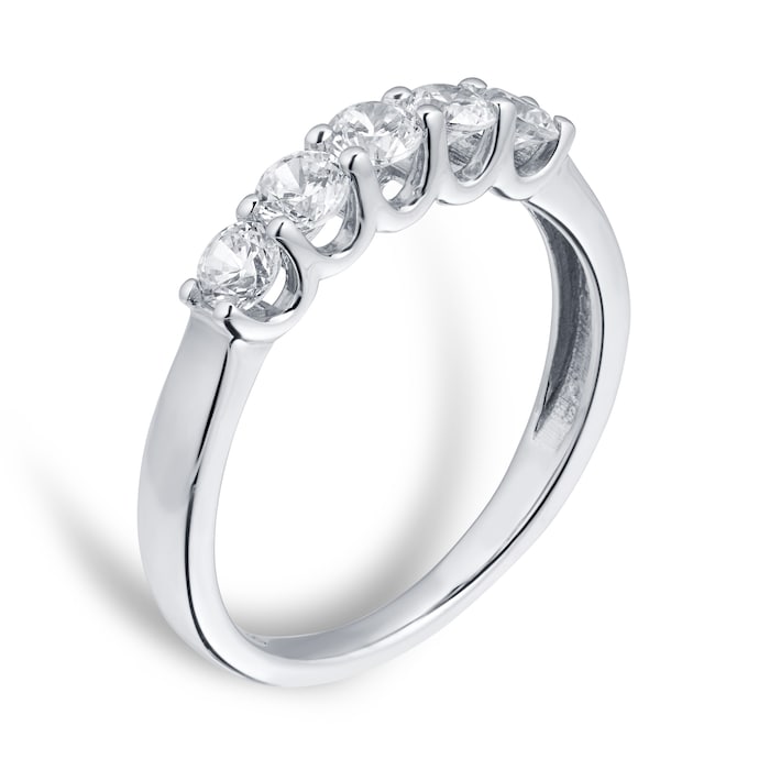 Goldsmiths 18ct White Gold 0.70cttw 5 Stone Claw Set Eternity Ring