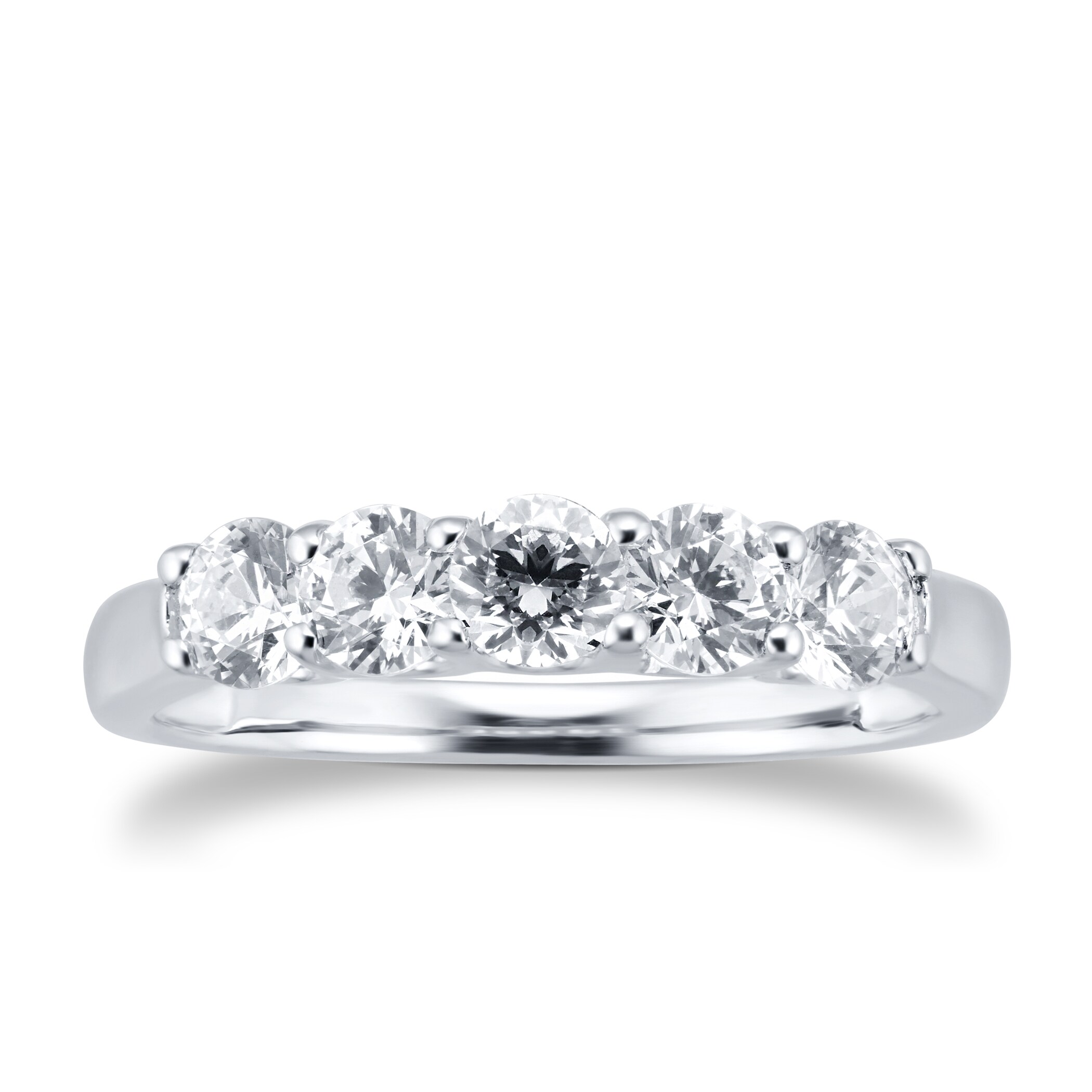 Goldsmiths 18ct White Gold 1.00cttw 5 Stone Claw Set Eternity Ring - Ring Size P Goldsmiths 18ct White Gold 1.00cttw 5 Stone Claw Set Eternity Ring - Ring Size P