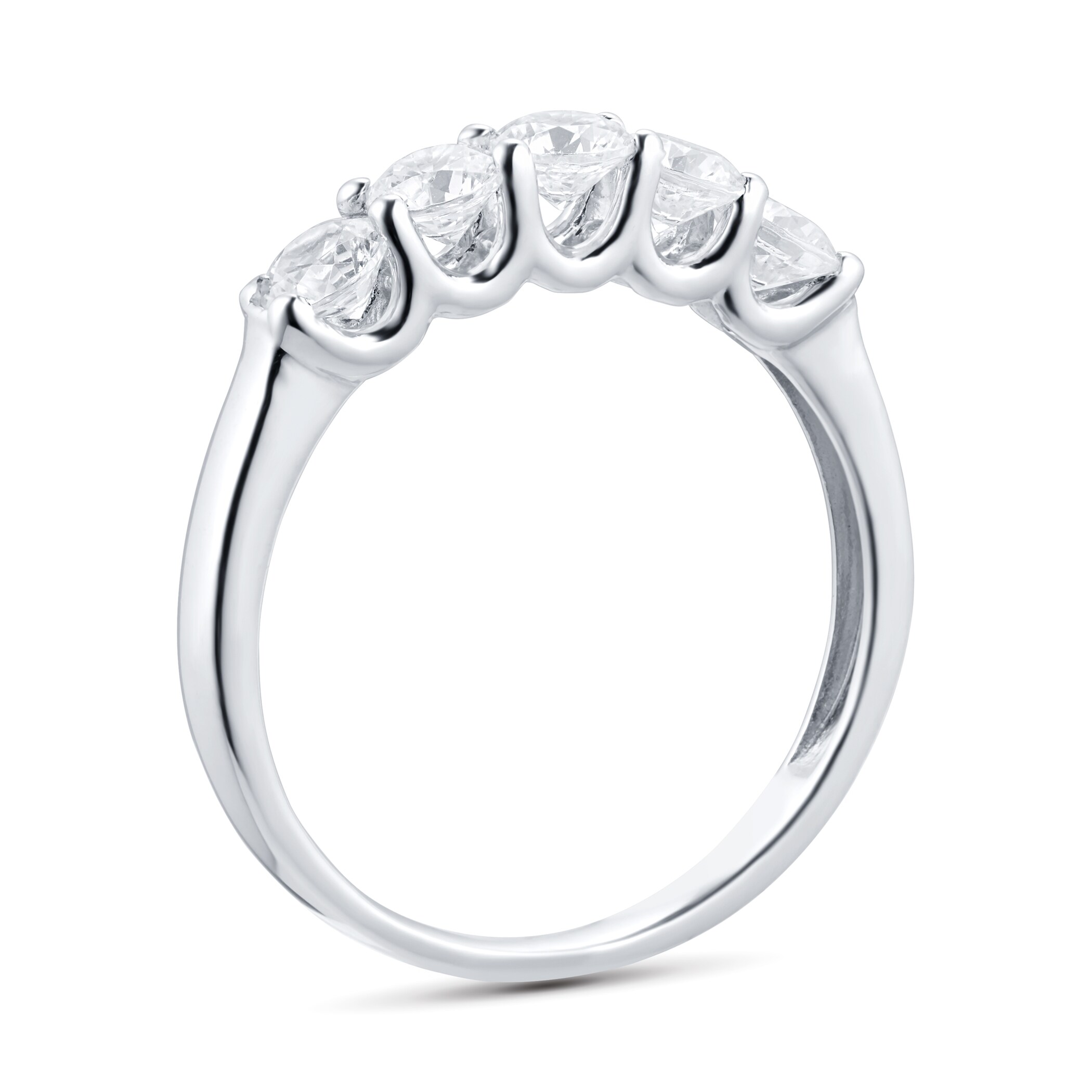 Goldsmiths 18ct White Gold 1.00cttw 5 Stone Claw Set Eternity Ring - Ring Size P Goldsmiths 18ct White Gold 1.00cttw 5 Stone Claw Set Eternity Ring - Ring Size P