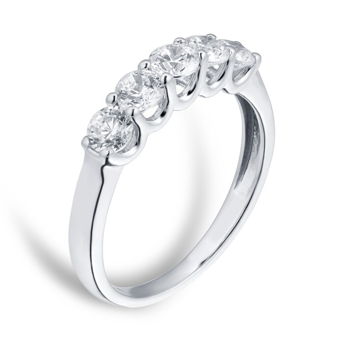 Goldsmiths 18ct White Gold 1.00cttw 5 Stone Claw Set Eternity Ring - Ring Size L