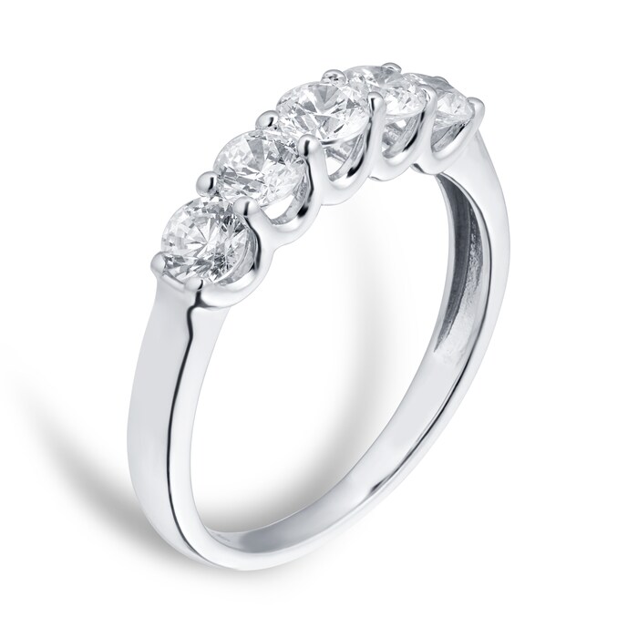 Goldsmiths 18ct White Gold 1.00cttw 5 Stone Claw Set Eternity Ring