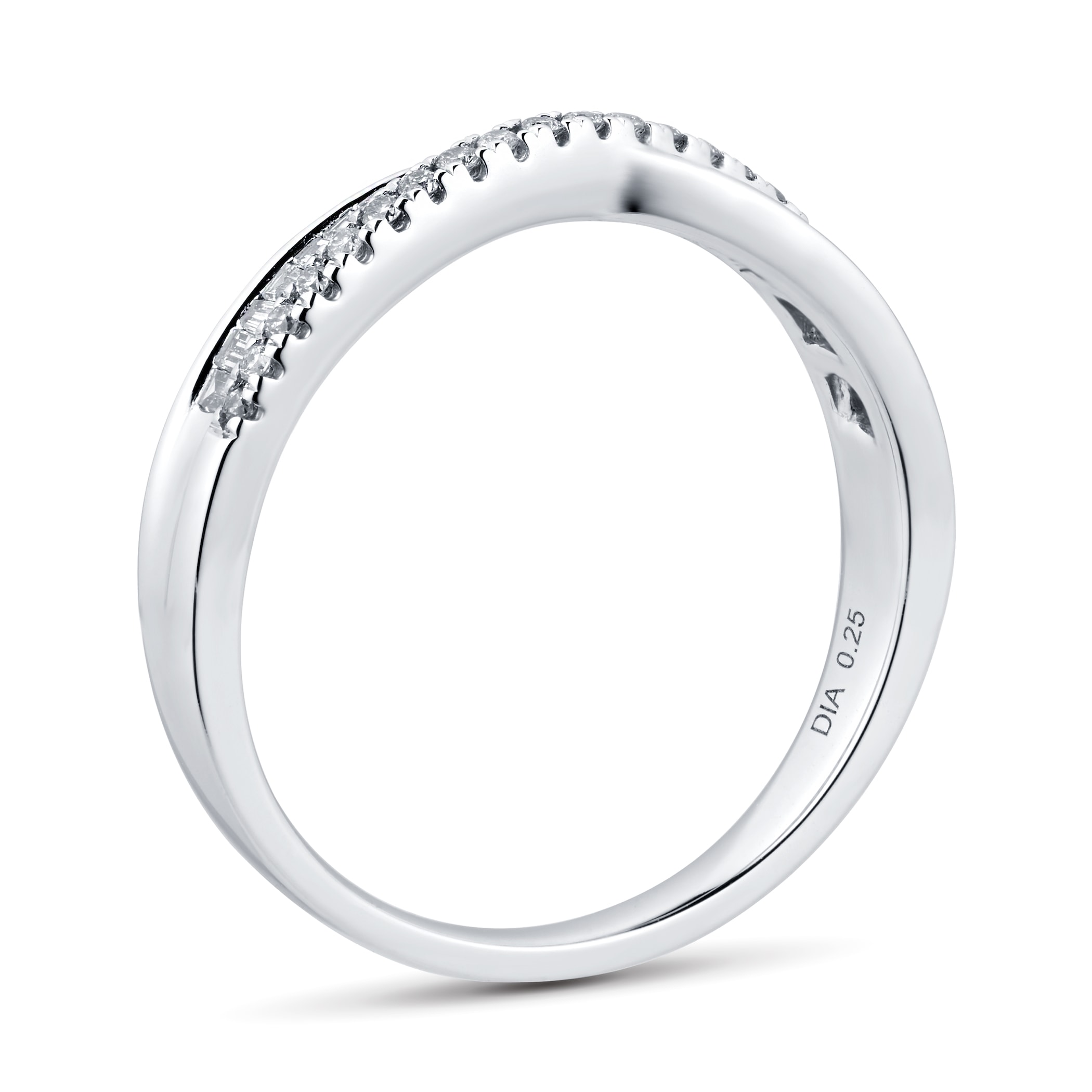 Goldsmiths 18ct White Gold Cross Over 0.25ct Diamond Ring - Ring Size P Goldsmiths 18ct White Gold Cross Over 0.25ct Diamond Ring - Ring Size P